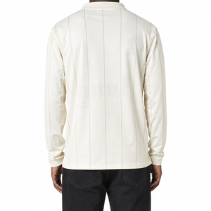 Chemises polo à manches longues personnalisées, broderie logo, taille oversize, col en V noir, style sport classique - Product Image 3