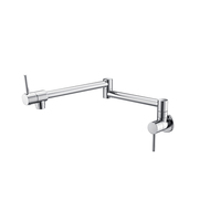 Robinet de cuisine commercial mural moderne en laiton, double articulation, pour remplissage de casseroles, avec bras articulé et pliable, pour évier de cuisine et cuisinière commerciale