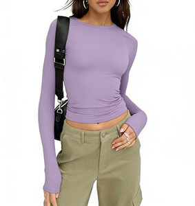 Camiseta Ajustada de Manga Corta/Larga para Mujer, Estilo Casual, para Primavera/Verano - Product Image 6