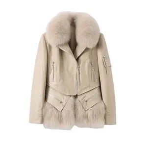 Pudi Women's Fox Fur Coat Parka Brand New Girl's Winter Warm Genuine Leather Coats Jackets CT130