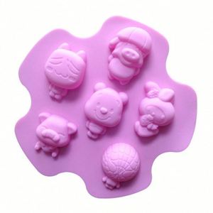 Moule en silicone à 6 cavités en forme d'ours et de cochon pour gâteaux, bougies et savons, échantillon gratuit d'usine, DIY, OEM/ODM - Product Image 3