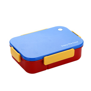 Boîte à lunch rectangulaire en plastique Bencircle XW06, 1450 ml, PP, simple couche, avec cuillère, anti-fuite, 4 verrous latéraux, 3 compartiments - Product Image 5