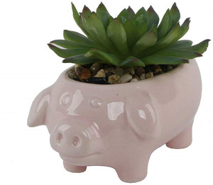 Artificial <span class=keywords><strong>suculenta</strong></span> olla en <span class=keywords><strong>rosa</strong></span> cerdo de cerámica jardinera olla Animal lindo novedad maceta jardinera Set de 2 - Product Image 2
