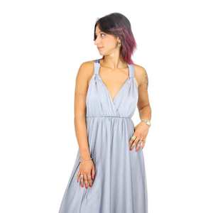 Vestido de Mujer Verde sin Mangas con Cuello en V, Largo Midi, Tela Fluida, para Fiesta - Product Image 5
