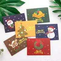 Милые картонные складные открытки с пожеланиями на день рождения, новогодние подарочные открытки, рождественские поздравительные открытки с конвертами