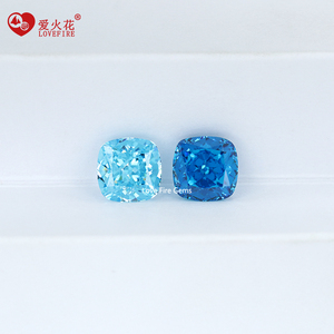 Cushion Cut love <strong>Fire</strong> <strong>Gems</strong> Wholesale Blue Color Loose <strong>Stones</strong> High Quality New Cutting Method 4k Ice Crushed Cut Cubic Zirconia - Product Image 1
