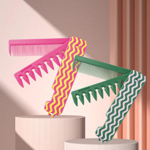 Beauty Hair New Color 2 en 1 Peine de estilismo Diente ancho de plástico Fácil de llevar Peine de bolsillo portátil plegable - Product Image 2