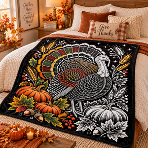 Custom Thanksgiving DIY Coloring <b>Throw</b> Blanket Rectangular Plush Animal Pattern Home Decor Classic Style Autumn - Product Image 4