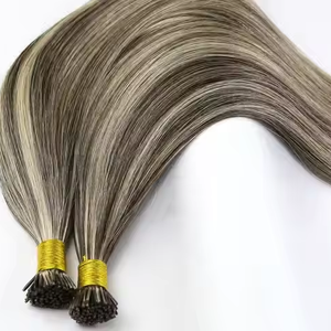 Meilleure Vente Usine – Extensions de Cheveux Vierges Européens Lisses, Brun Cendré avec Mèches Grises, Effet Naturel, 10-26 Pouces, Pointe I, Tendance - Product Image 1