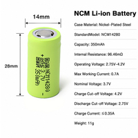Batterie cylindrique Li-ion rechargeable haute capacité 14280 3,7 V 350 mAh pour lampes de poche, lampes LED et mini-appareils 14280