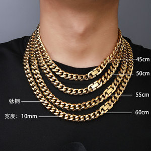 Songfu 핫 세일 스테인레스 스틸 힙합 보석 럭셔리 14K 18K 24K 골드 도금 초커 솔리드 링크 체인 목걸이 남성용 - Product Image 1