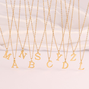 Collar con Letra para Adultos y Niños, Elegante, de Acero Inoxidable Dorado, con Colgante de Letra Inicial M, Joyería Minimalista ALN26040754 - Product Image 1