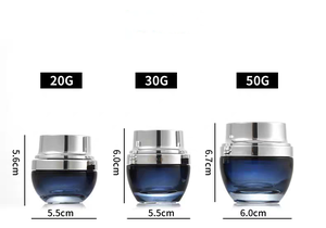Pote de Creme Cosmético de Vidro Luxuoso de 20g, 30g, 50g, Embalagem Azul para Cuidados com a Pele, Tampa Prateada, Recipiente Vazio com Logotipo Personalizado para Creme Facial - Product Image 6