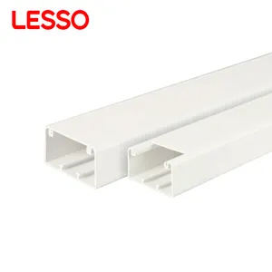 LESSO China guangdong excellent fire-proof properties 80x50 99x60mm plastic white solid pvc trunking 60x40mm