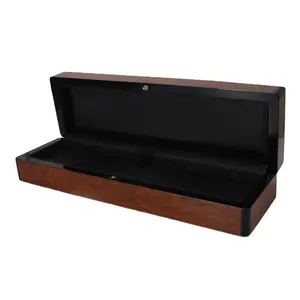 Kotak hadiah kayu kualitas tinggi desain merah gelap kotak jam tangan panjang kayu Anda sendiri kotak kemasan hadiah