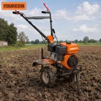 YKX Professional Mesin Pengolah Tanah Mini Berbahan Bakar Bensin Lebar 80cm Direct Drive, Pencabut Gulma Bertenaga Kecil untuk Kebun Pertanian dan Lahan Pertanian