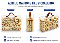 Boîtes de rangement magnétiques en acrylique transparent pour tuiles de mahjong, accessoires de jeu de mahjong américain