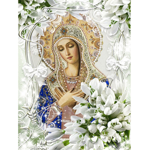 Diy 5D diamante pintura Virgen lirio punto de cruz taladro completo cuadrado bordado diamante mosaico imagen icono religioso decoración del hogar - Product Image 1