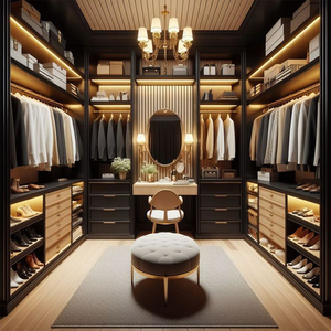 Customized 5 X 3 Meters Melamine Cabinets with Dressing Furniture <strong>Inserts</strong> Modern Style Closet Organizers <strong>Wardrobe</strong> - Product Image 3