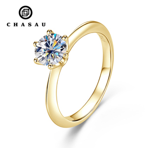 <span class=keywords><strong>Anello</strong></span> di Fidanzamento <span class=keywords><strong>Solitario</strong></span> Personalizzato Chasau Classico in <span class=keywords><strong>Argento</strong></span> Sterling con Moissanite Taglio Rotondo da 0.5ct 1ct 2ct 3ct per Matrimonio - Product Image 1