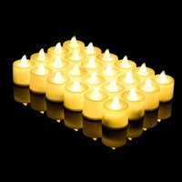 24 pièces/boîte, bougies LED sans flamme blanc chaud, alimentées par piles, pour la Saint-Valentin, les mariages, Noël et la décoration de la maison