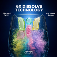 Capsules de lessive personnalisées OEM à six cavités, perles concentrées parfumées pour vêtements