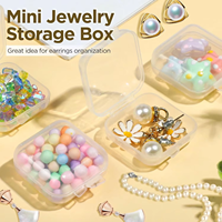 Boîte de rangement en plastique transparente carrée mini en PP recyclable avec couvercle, multifonctionnelle pour bijoux, boucles d'oreilles, colliers, impression UV