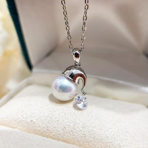 Pendentif en argent S925 avec perles rondes de 8-9 mm, accessoires de perles DIY, 30472, chapeau de Noël, collier en jade, pendentifs et breloques en cristal - Product Image 3