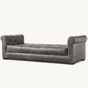 Banc de chevet long en cuir véritable Rhoohill, design moderne et luxueux, vente chaude d'usine, mobilier de chambre à coucher - Product Image 1