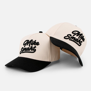 Gorra de béisbol de algodón de dos tonos con letras, estilo vintage, de 5 paneles, de sarga de algodón, con cierre trasero a presión, fabricada a medida por BSCI - Product Image 3