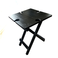 Table pliante en bambou d'extérieur noire avec sac de transport, design moderne pour pique-nique, randonnée, plage, bateau, pêche, barbecue, cuisine