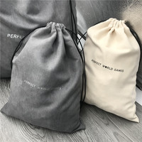 Sac à cosmétiques en daim gris imprimé avec logo argenté de grande taille et de taille moyenne Pochette cadeau en velours et daim Sac à poussière pour brosse à cheveux