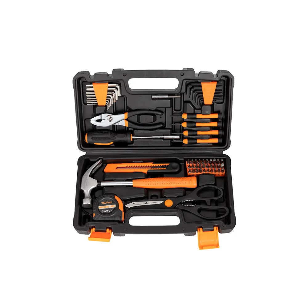 Conjunto de ferramentas manual DIY doméstico profissional com 57 peças, kit de ferramentas para mecânica, incluindo alicates, garras, martel, faca utilitária