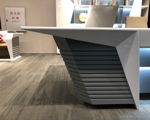 Luxury Executive Matte LED <b>Large</b> <b>L</b>-<b>shaped</b> Manager's <b>Desk</b>, Gray-white-orange, Simple and High-end, Modern and Simple Office <b>Desk</b> - Product Image 6