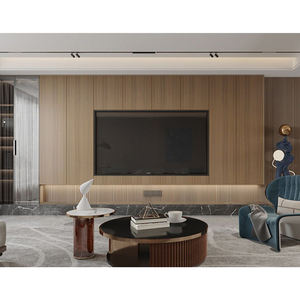 Prix d'usine Mobilier de salon design de style moderne Étagère flottante Meuble de <span class=keywords><strong>console</strong></span> TV mural en bois de chêne Armoire de support - Product Image 6