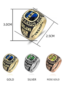 <span class=keywords><strong>Bague</strong></span> de classe personnalisée de style européen et américain, en laiton, plaquée or, pour club universitaire - Product Image 5