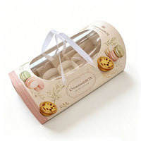 Boîte à pâtisserie semi-circulaire personnalisée en gros, motif floral splendide, avec fenêtre transparente certifiée et nœud, pour boulangerie