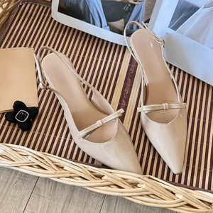 Sandales d'été 2025 simples à talons hauts pour femmes, style européen et américain, grandes tailles, bout ouvert, bout pointu, talon épais, sexy, en dentelle, souples - Product Image 2