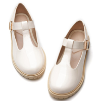 Chaussures d'école Mary Jane à semelle épaisse blanches de haute qualité avec fermeture auto-agrippante, antidérapantes, respirantes, en PU, pour toutes les saisons, vente en gros