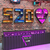 Rak Anggur Desain Baru Modern Rak Pajangan Bar Terpasang di Dinding Dengan Lampu LED
