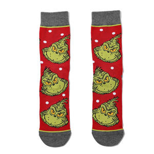 Chaussettes pour hommes en coton décontractées de printemps, motif dessin animé anime, anti-frottement, ODM, vert monstre de Noël, créatives, tendance Instagram, transfrontalières - Product Image 6
