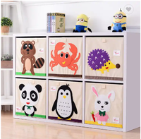 Boîte de rangement pliable pour jouets d'enfants, style tendance, mignonne, vêtements pour bébés, boîte de rangement en tissu pliable pour jouets d'enfants avec broderie d'animaux