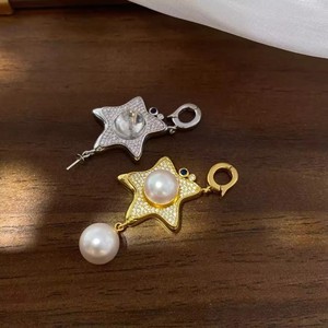 Accessoires en perles 31378DIY, pendentif en argent S925, support vide, double perle, collier étoile de mer avec perles de 8 à 11 mm - Product Image 3