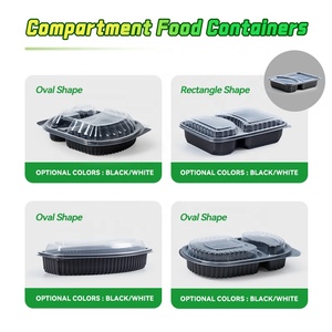 YANGRUI - Cajas de Comida para Llevar, Recipientes de Plástico PP Aptos para Microondas con Tapa, Recipientes Negros para Almuerzo, Restaurante, Comida para Llevar - Product Image 3