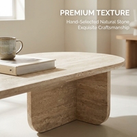 Mesa de centro de travertino Wabi Sabi con diseño de cueva de viento, moderna para sala de estar de villa, para casa pequeña, estilo de influencer