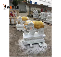 Vente chaude Décoration extérieure pour la maison Sculpture en pierre blanche grandeur nature Statue d'éléphant en marbre
