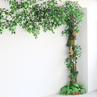Plantes vertes artificielles de simulation, décoration de paysage artificiel, revêtement de tuyau en fausse écorce, couverture de gouttière, embellissement de balcon intérieur, style arbre
