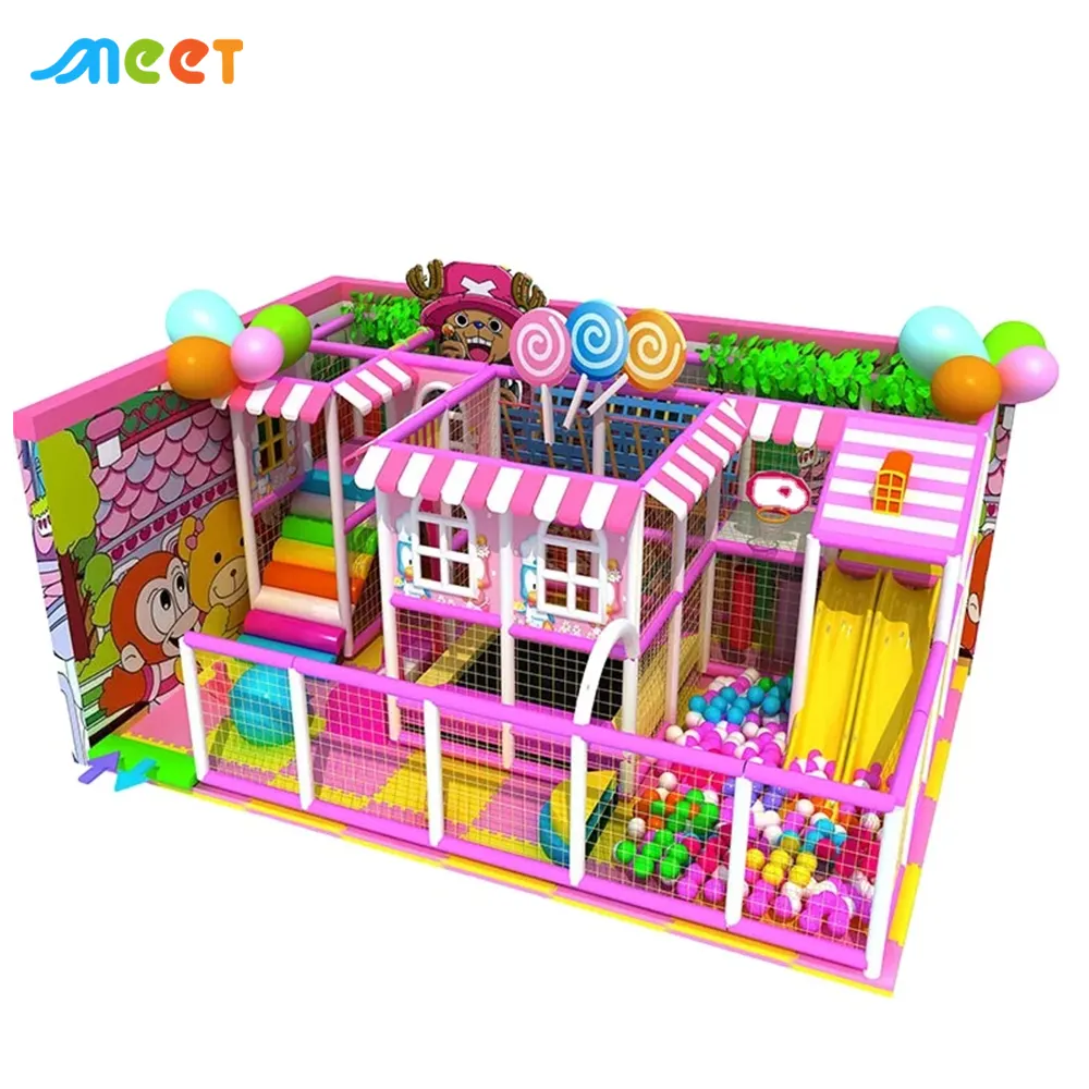 High Quality Kids Space Theme Indoor Playground with big slides for sale