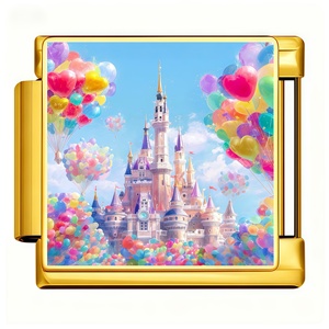 New Design Trendy Italian Charm Link Stainless Steel Zircon Cute Style Cartoon Character Customized DIY Charm <b>Bracelet</b> Charms - Product Image 6