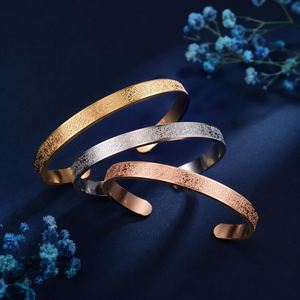Brazalete de Moda Estilo Árabe, Tallado en Acero Inoxidable, Plateado/Dorado, Joyería Moderna para Fiestas, Gran Venta - Product Image 5